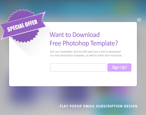 PSD Web Design - Flat Popup Email Subscription Design