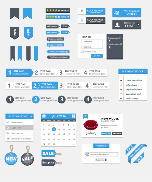 PSD Web Design - Clean UI Kit 2014