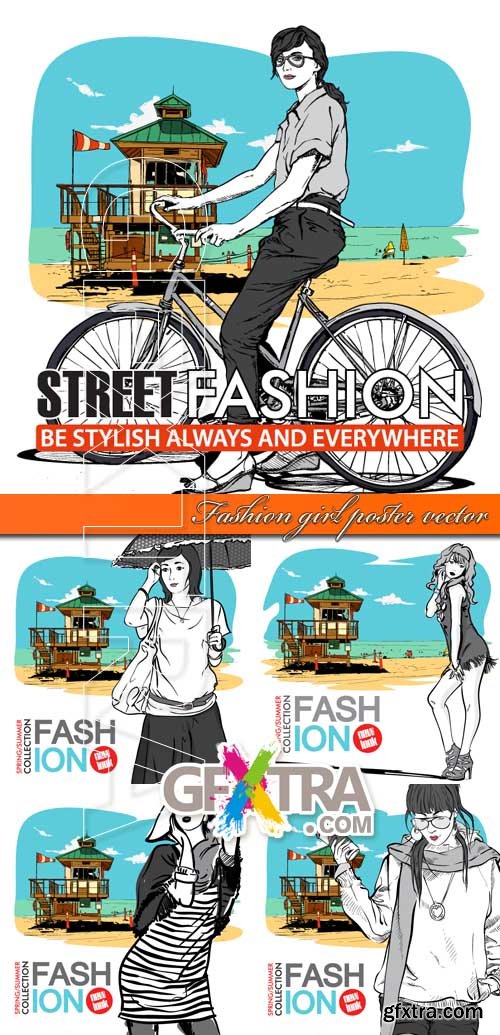 Fashion girl poster vector