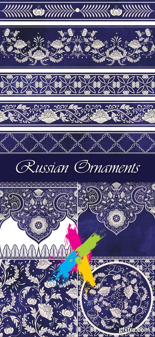 Russian Decorative Ornaments Backgrounds Vector