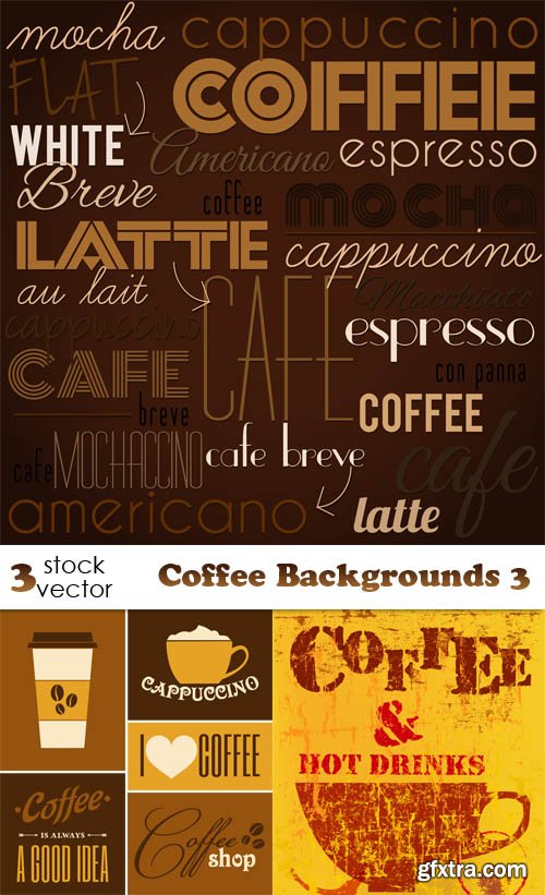Coffee Backgrounds 3, 3xEPS