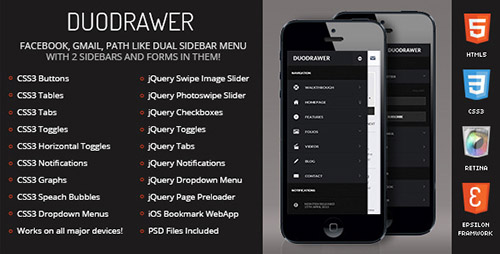 ThemeForest - DuoDrawer Mobile Retina | HTML5 & CSS3 And iWebApp - FULL
