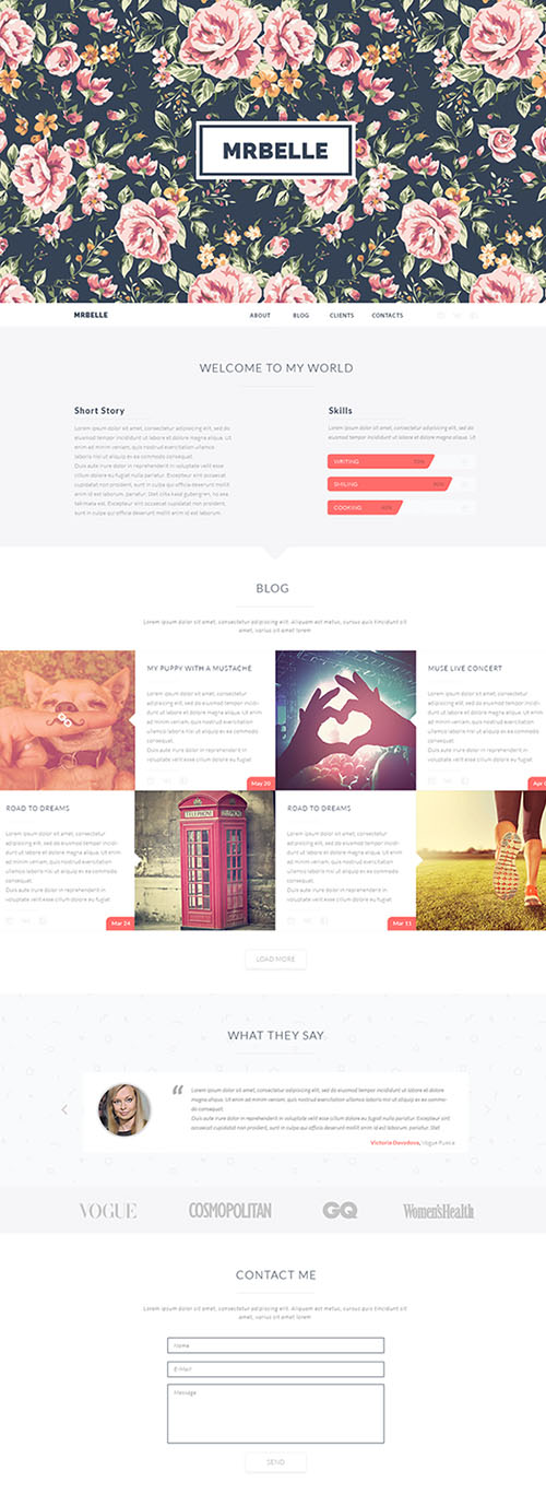 PSD Web Template - Mrbelle One Page