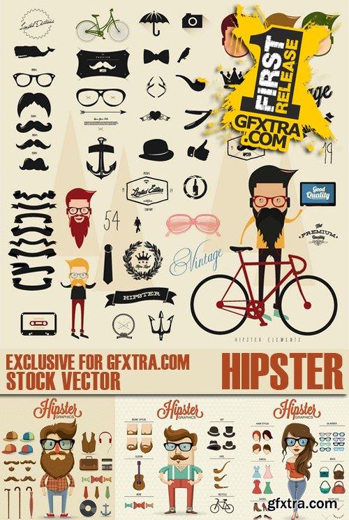 Stock Vectors - Hipster, 25xEPS