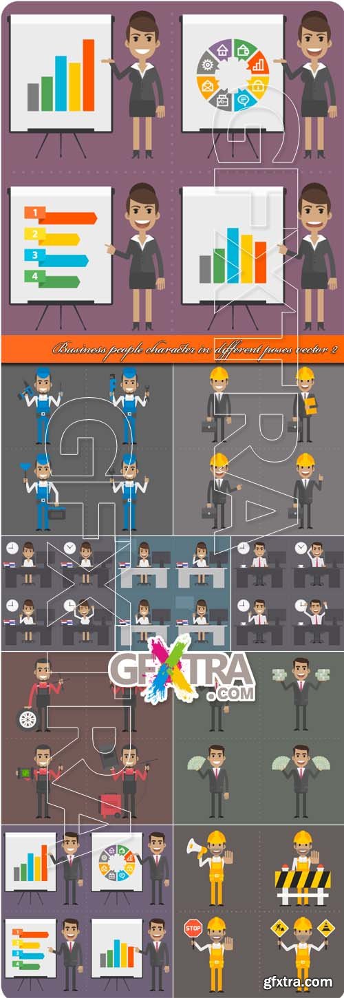 Business people character in different poses vector 2