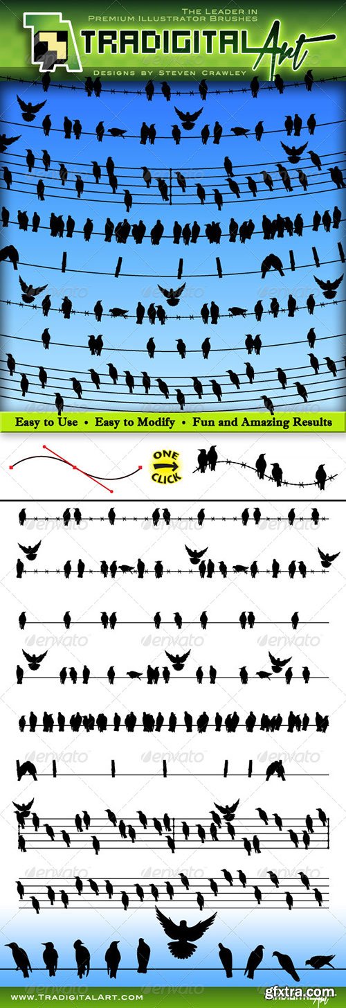 GraphicRiver - Birds on a Wire Brushes Set