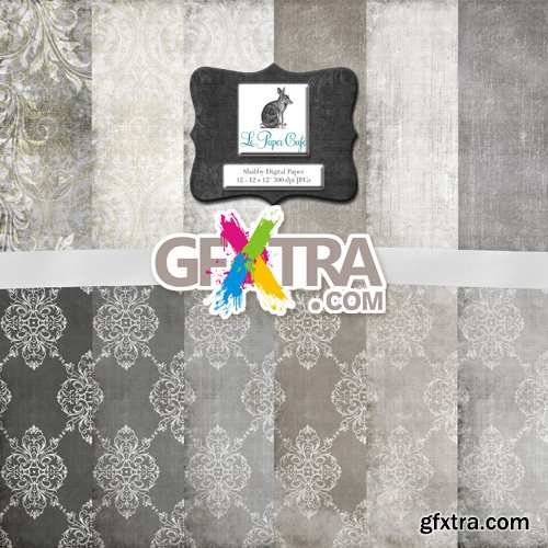 Neutral Damask and Solids Background Set