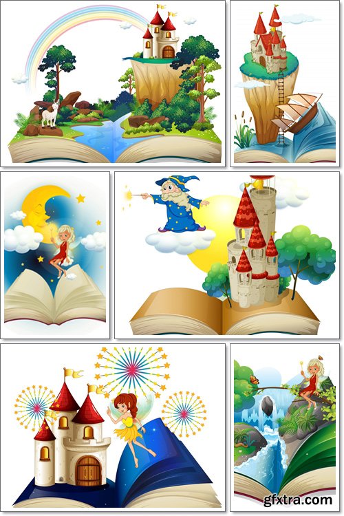 Magical, Fairy Book Vectors 6xEPS