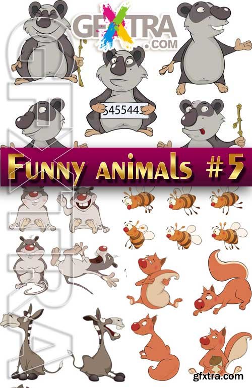 Funny Animals #5 - Stock Vector