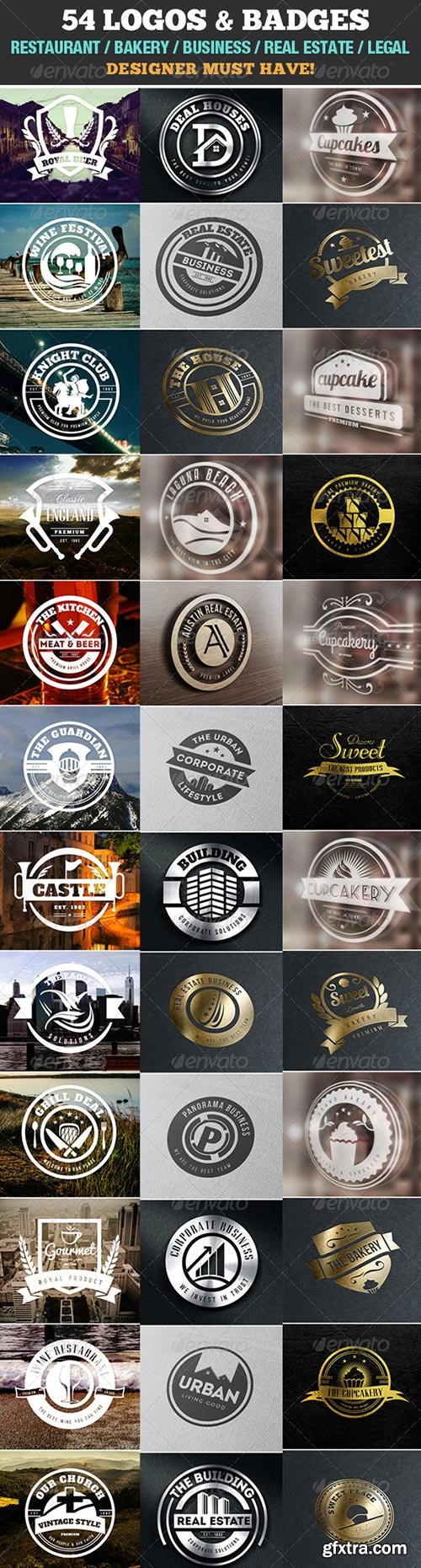 GraphicRiver - 54 Logo Templates / Badge / Insignia / Bundle