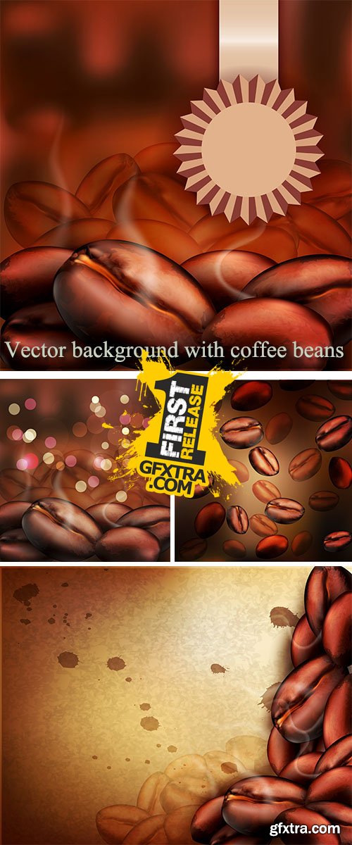 Stock: Vector background with coffee beans