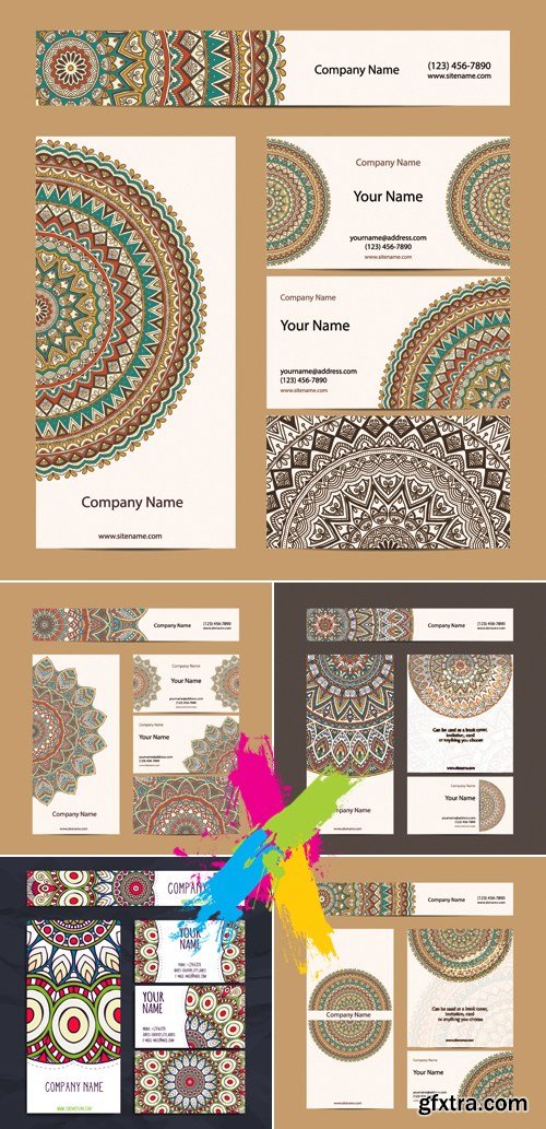 Ethnic Style Business Cards & Banners Vector