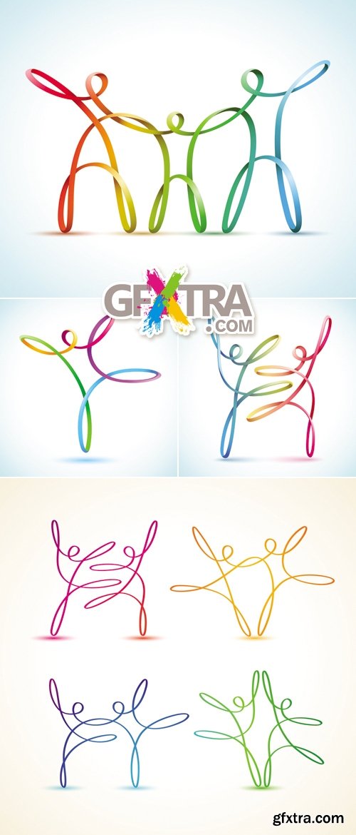 Color Swirly Figures Vector