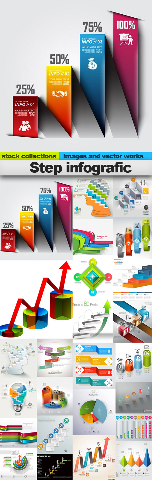 Step infografic vector, 25 x EPS