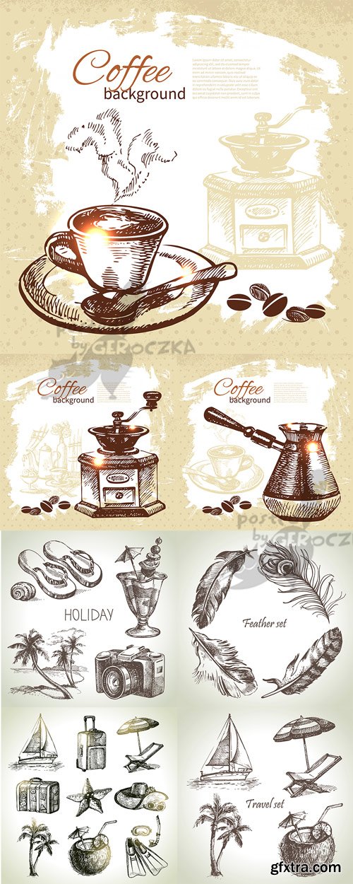 Coffee and Travel Vector Set 7xEPS