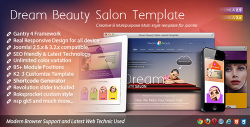 ThemeForest - Dream v1.0 - Beauty Salon Responsive Joomla 2.5 & 3.1x Template