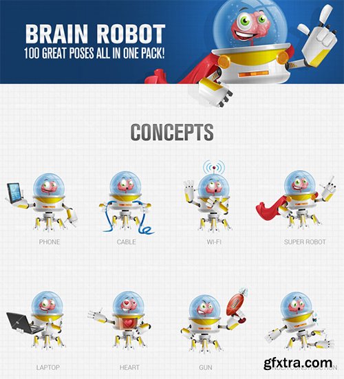 Brain Robot Cartoon Character