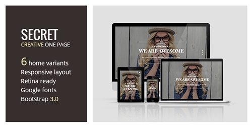 ThemeForest - Secret - Creative One Page HTML5 Template - RIP