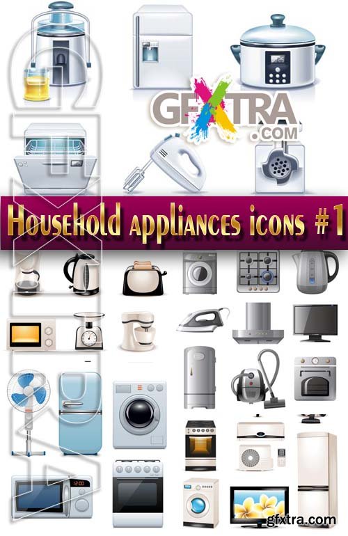 Household appliances icons #1 - Stock Vector