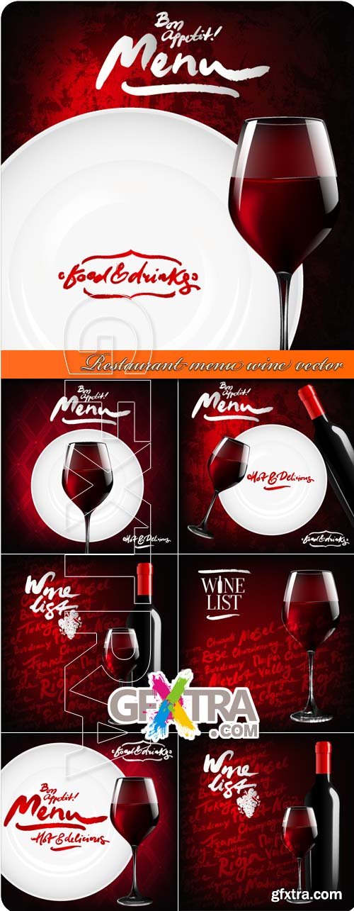 Restaurant menu wine vector
