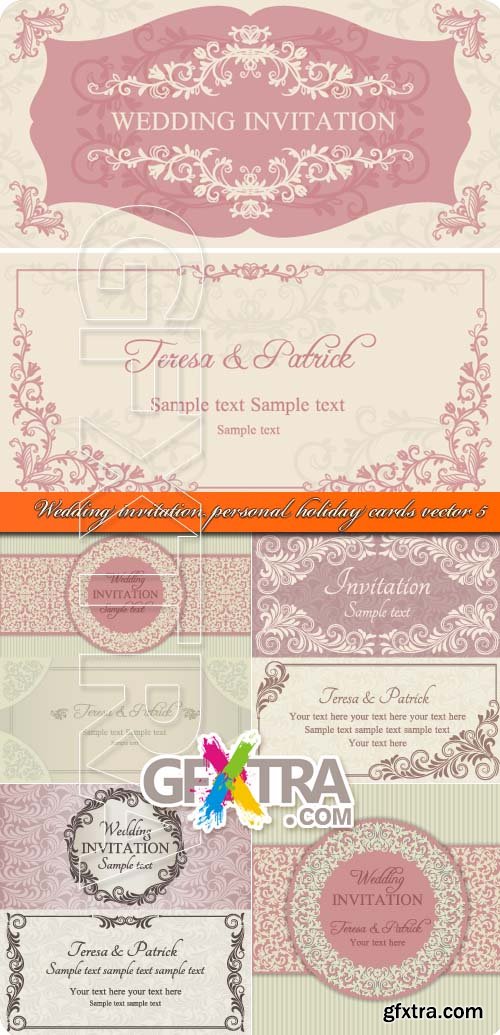 Wedding invitation personal holiday cards vector 5
