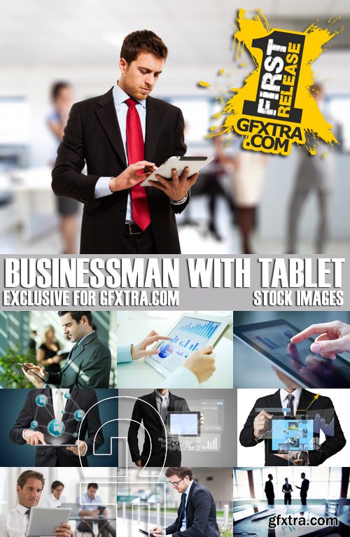 Stock Photos - Businessman with tablet, 25xJPG