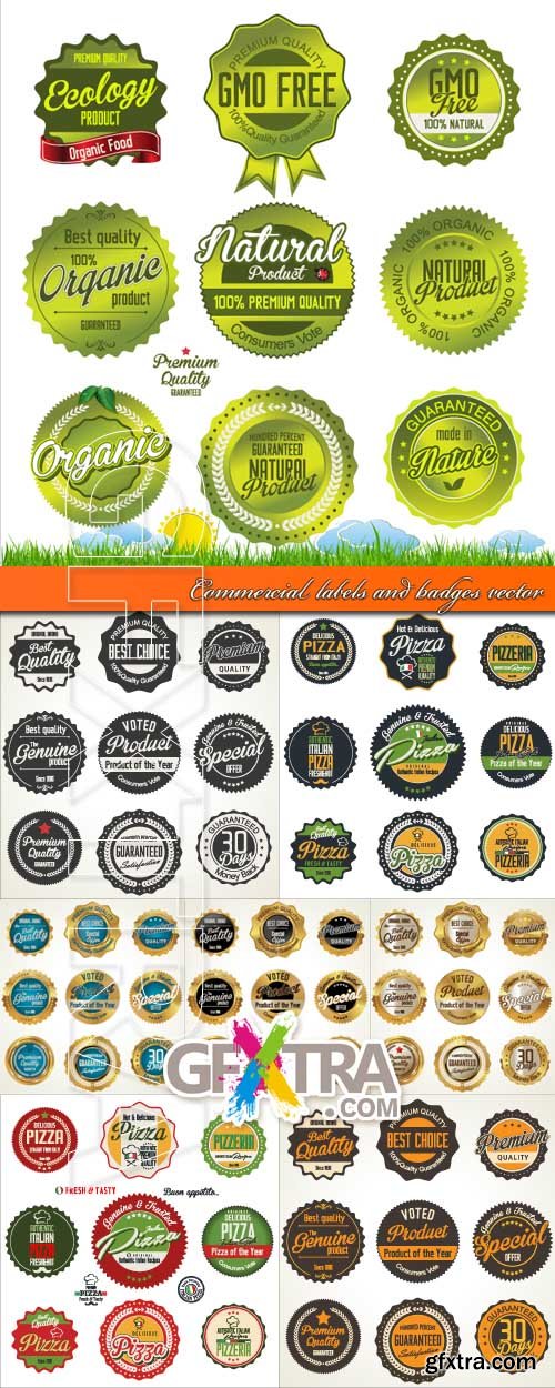 Commercial labels and badges vector
