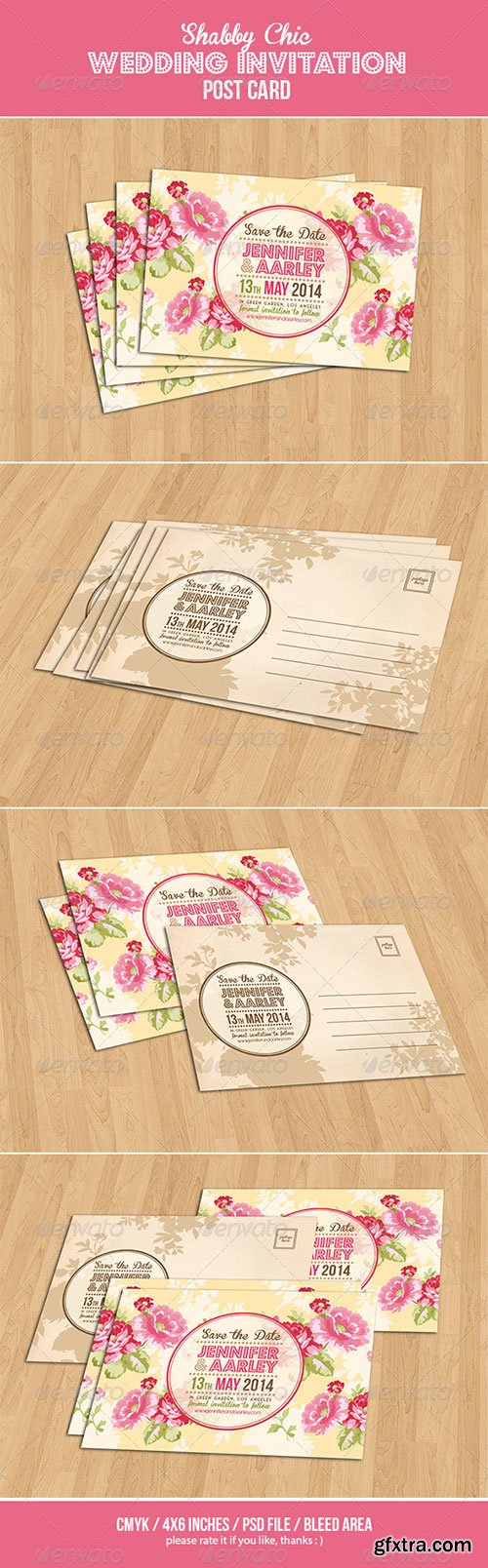 GraphicRiver - Shabby Chic Wedding Invitation Post Card