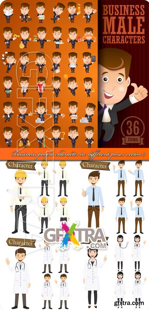 Business people character in different poses vector 3