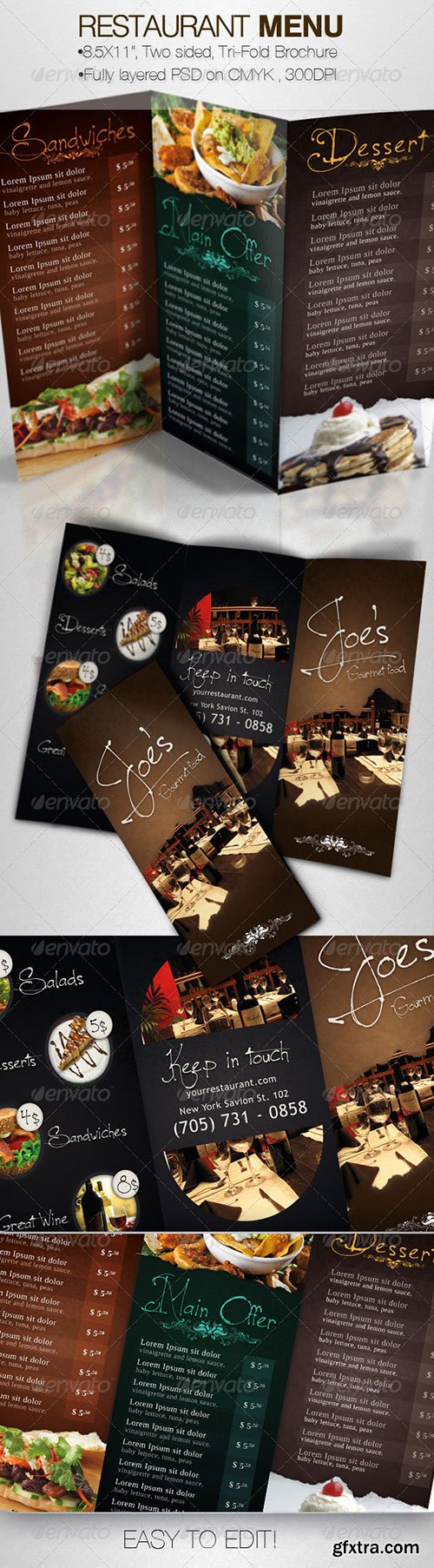 GraphicRiver - Tasty Restaurant Menu Tri-Fold Brochure