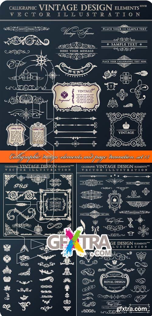 Calligraphic design elements and page decoration set 15
