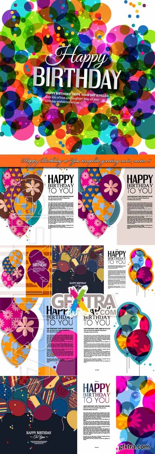 Happy Birthday to You Template Greeting Card Vector #6, 10xEPS