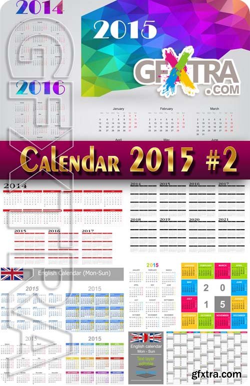 Calendar grid 2015-2021 #2 - Stock Vector