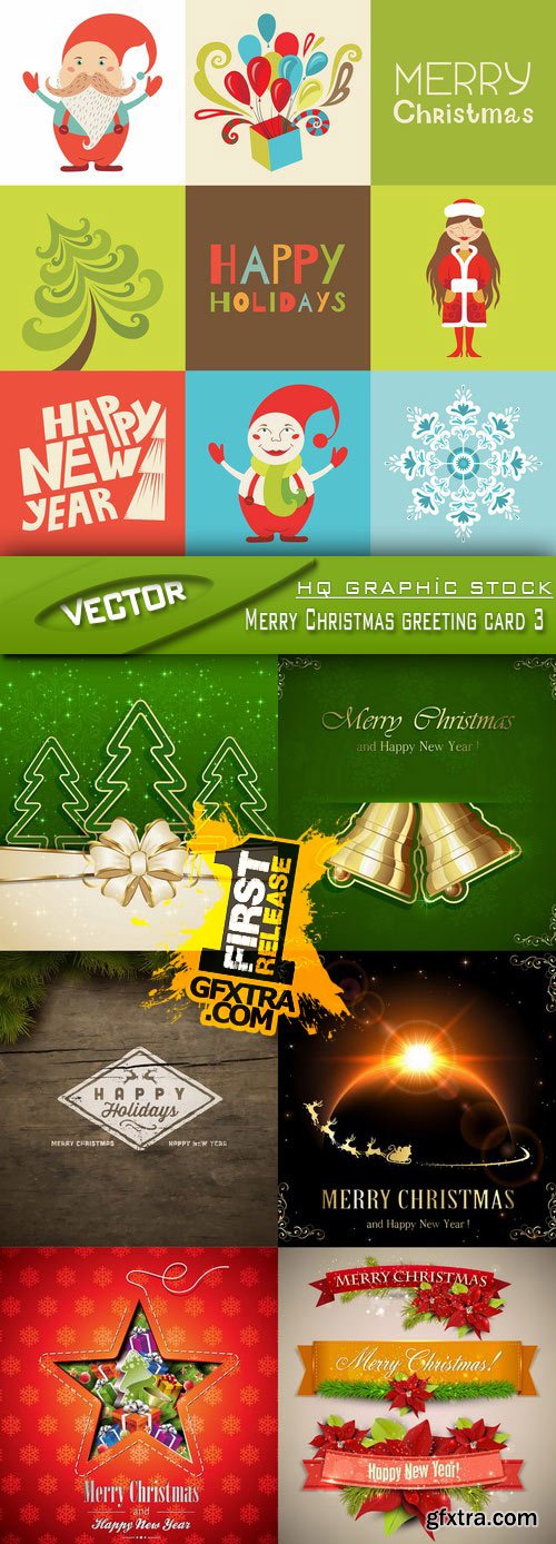 Stock Vector - Merry Christmas greeting card 3