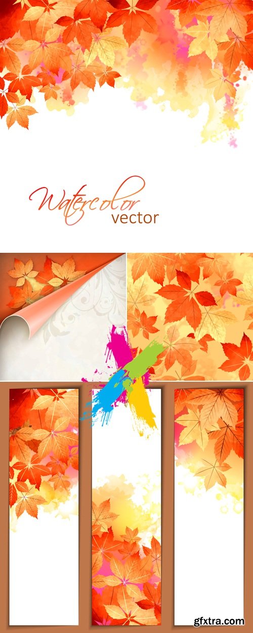 Autumn Leaves Backgrounds & Banners Vector