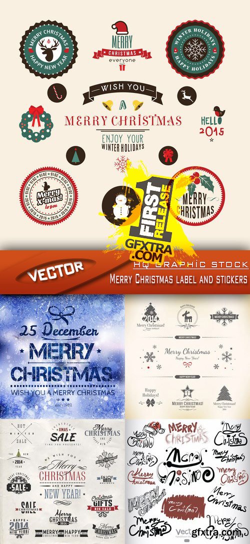 Stock Vector - Merry Christmas label and stickers