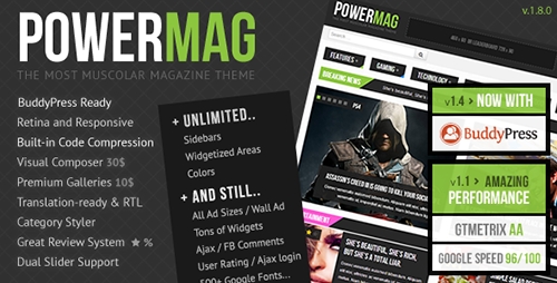 ThemeForest - PowerMag 1.8.0 - The Most Muscular Magazine/Reviews Theme