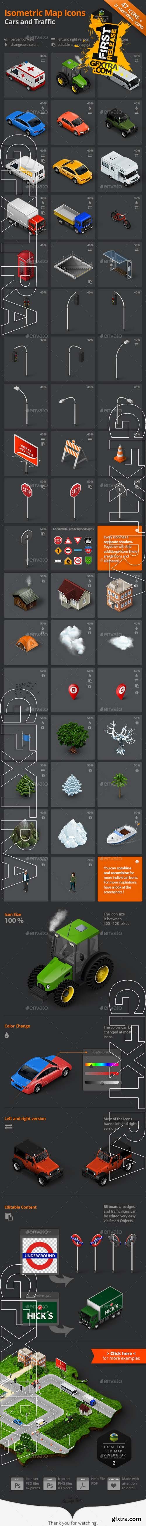 Graphicriver Isometric Map Icons - Cars and Traffic 8861164