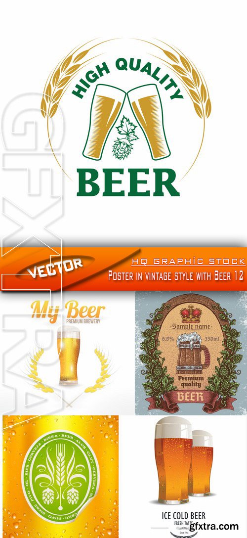 Stock Vector - Poster in vintage style with Beer 12