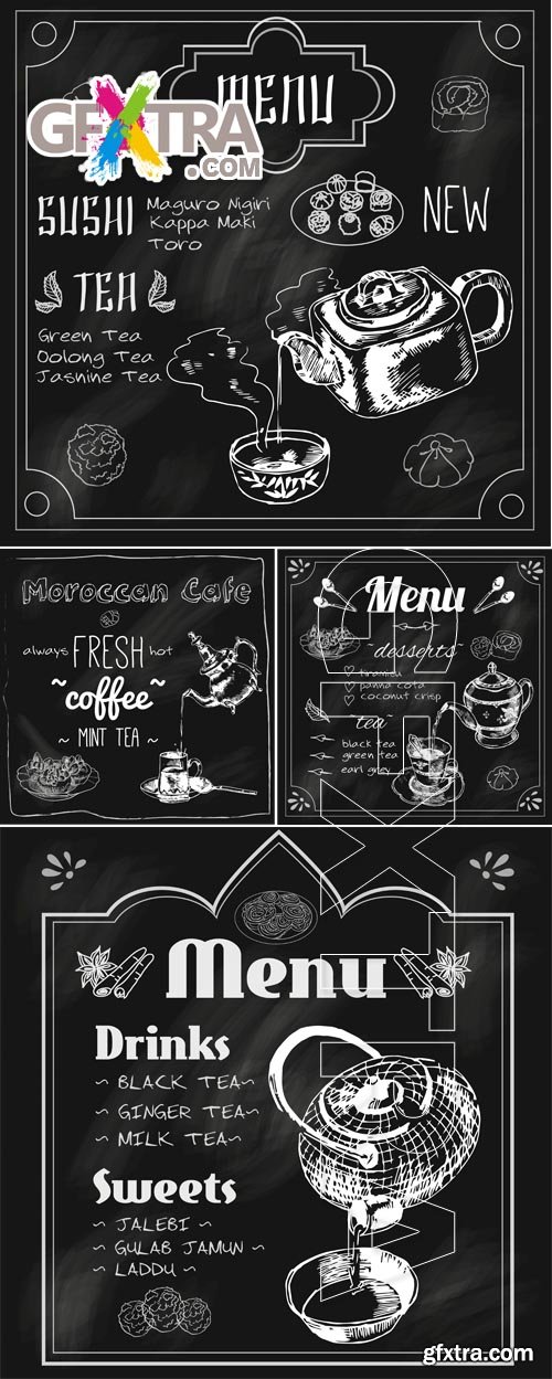 Restaurant or Bar Chalkboard Menus 4xEPS