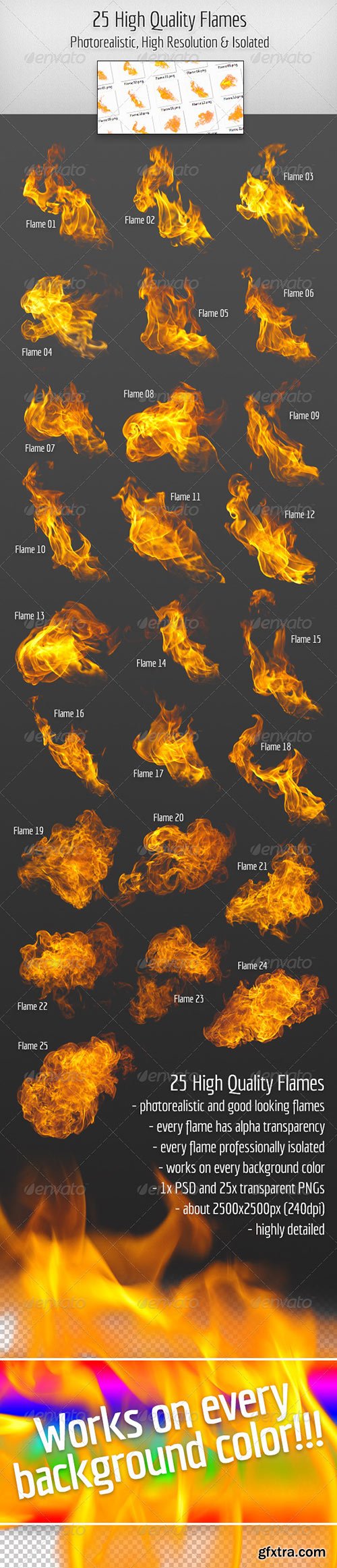 GraphicRiver - 25 High Quality Hi-Res & Isolated Fire Flames
