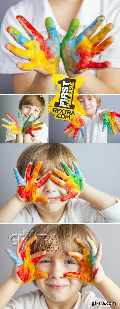 Stock Photo - Child with Painted Hands