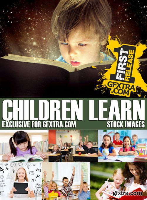 Stock Photos - Children Learn, Kids Studying 25xJPG