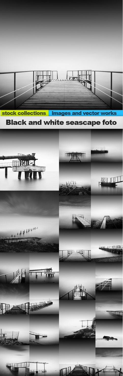 Black and white seascape foto, 25 x UHQ JPEG