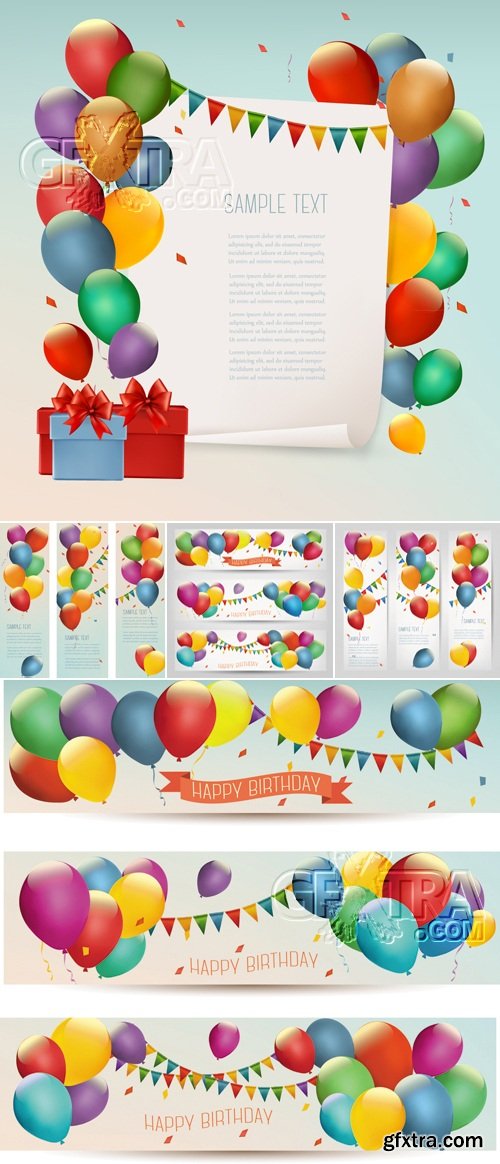 Festive Color Balloons Backgrounds Vector