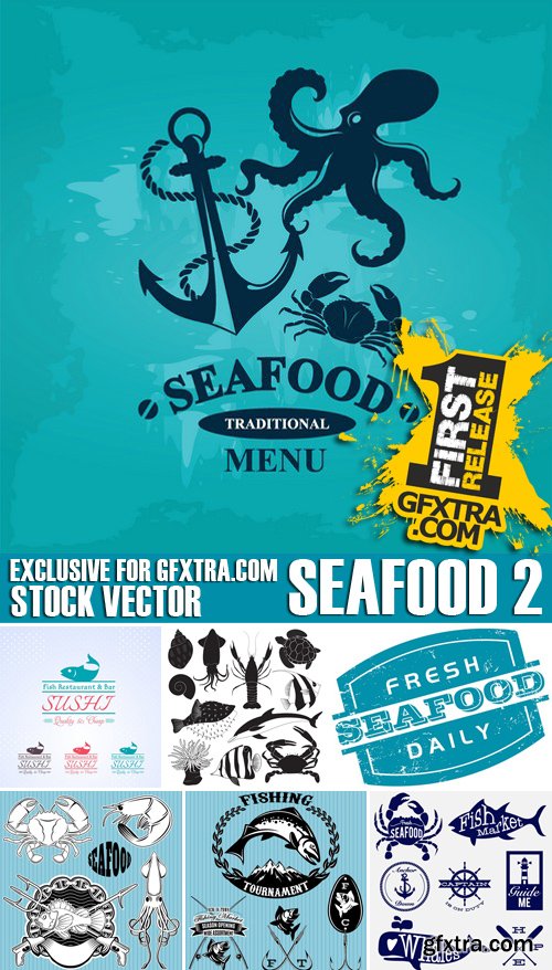 Stock Vectors - Seafood 2, 25xEPS