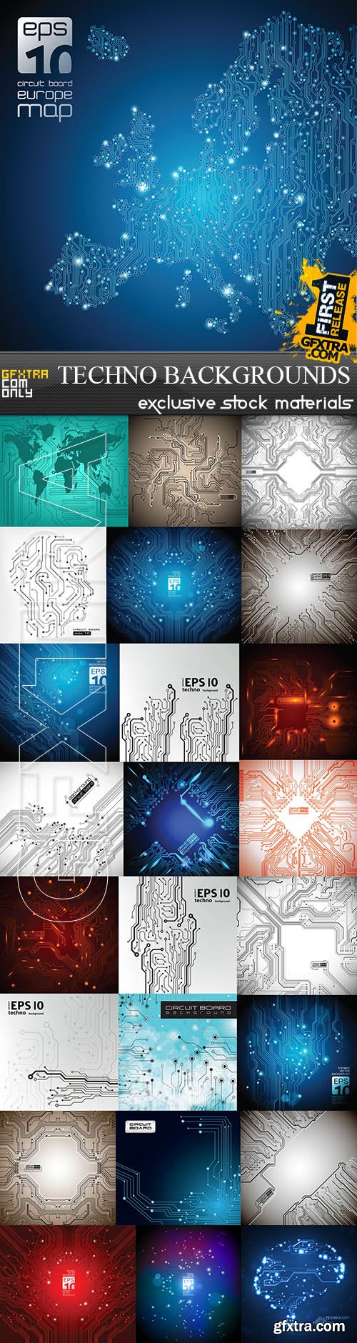 Techno Backgrounds Collection 25xEPS