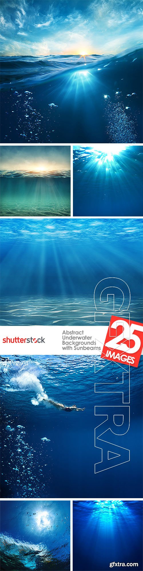 Abstract Underwater Backgrounds with Sunbeams 25xJPG