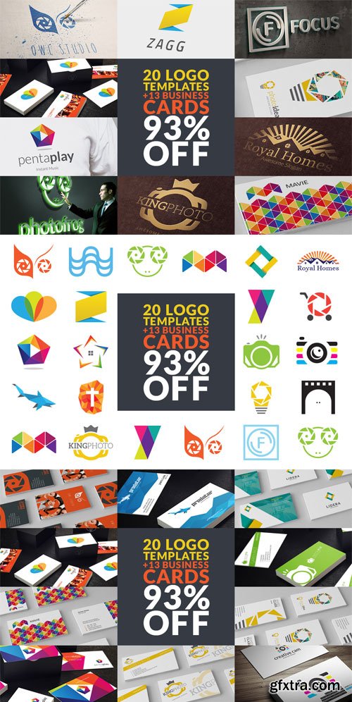 CreativeMarket - 20 Logo Templates + 13 Biz Cards 43839