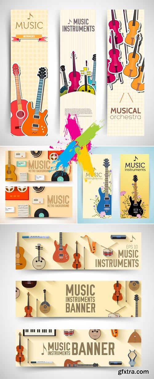 Retro Style Musical Banners Vector